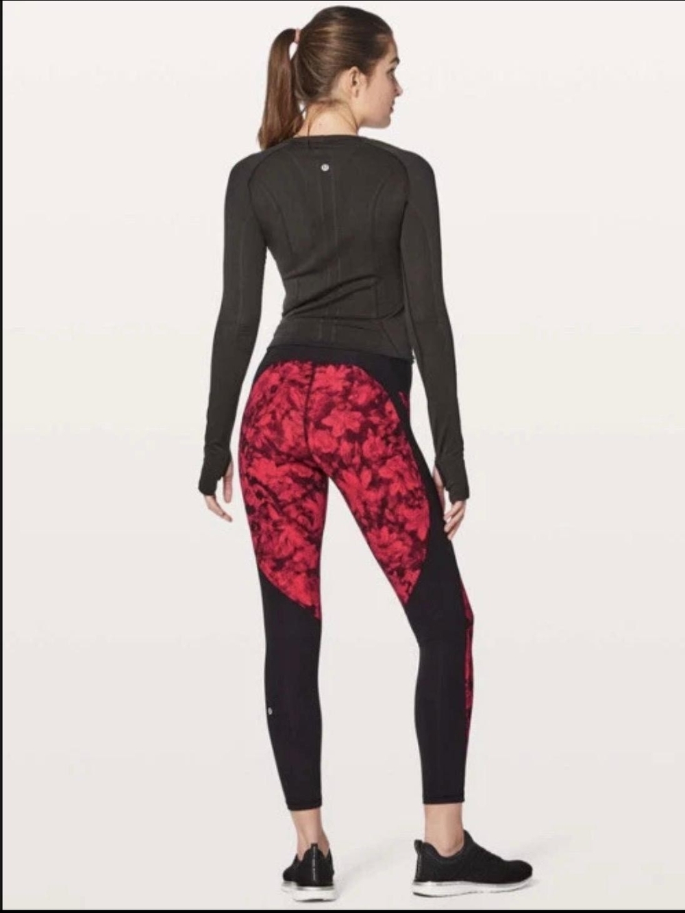 lululemon athletica Black and Red Floral Sculpting Leggings
